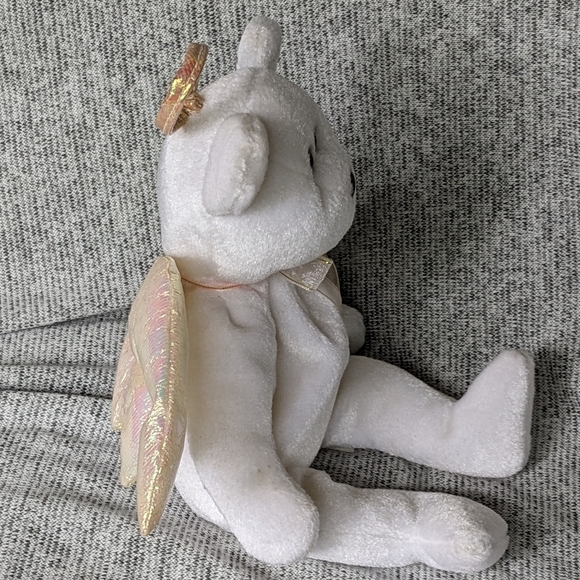 1998 Retired TY HALO the Angel Bear Beanie Baby Rare with Brown Nose - Picture 6 of 9
